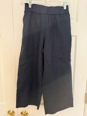 NWT Talbots Nantucket Pull-On Wide Leg Crop Pant in Navy